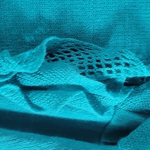 Donna Diosa Teal Layered Ruffle Knit Batwing Cardigan Sweater Size OS - Picture 5 of 8